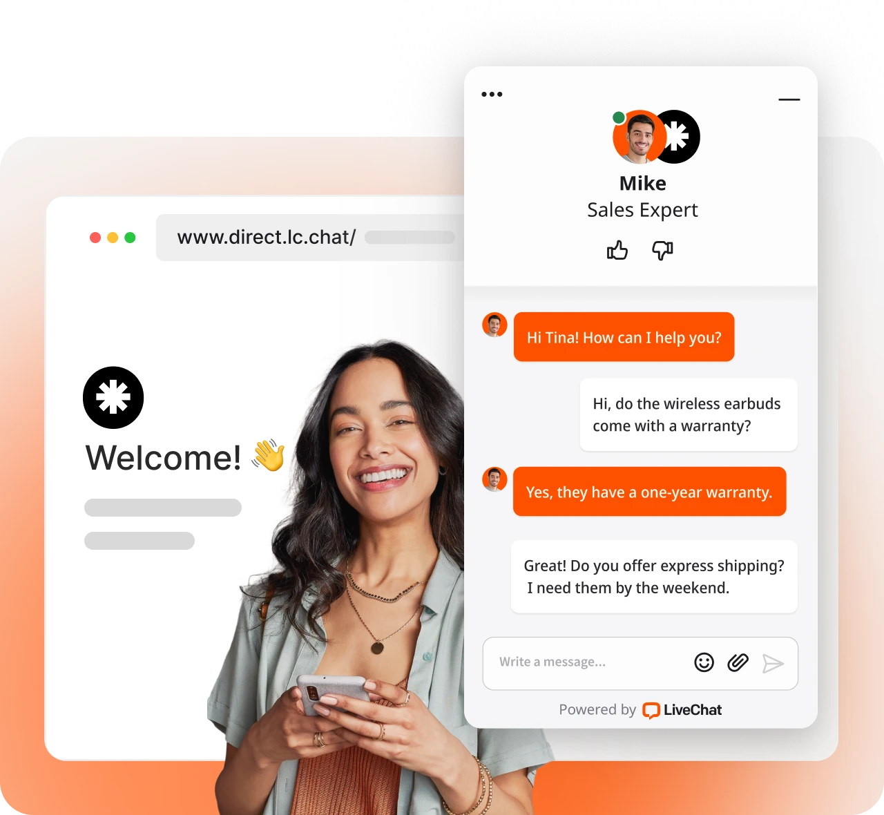 live chat widget on a chat page